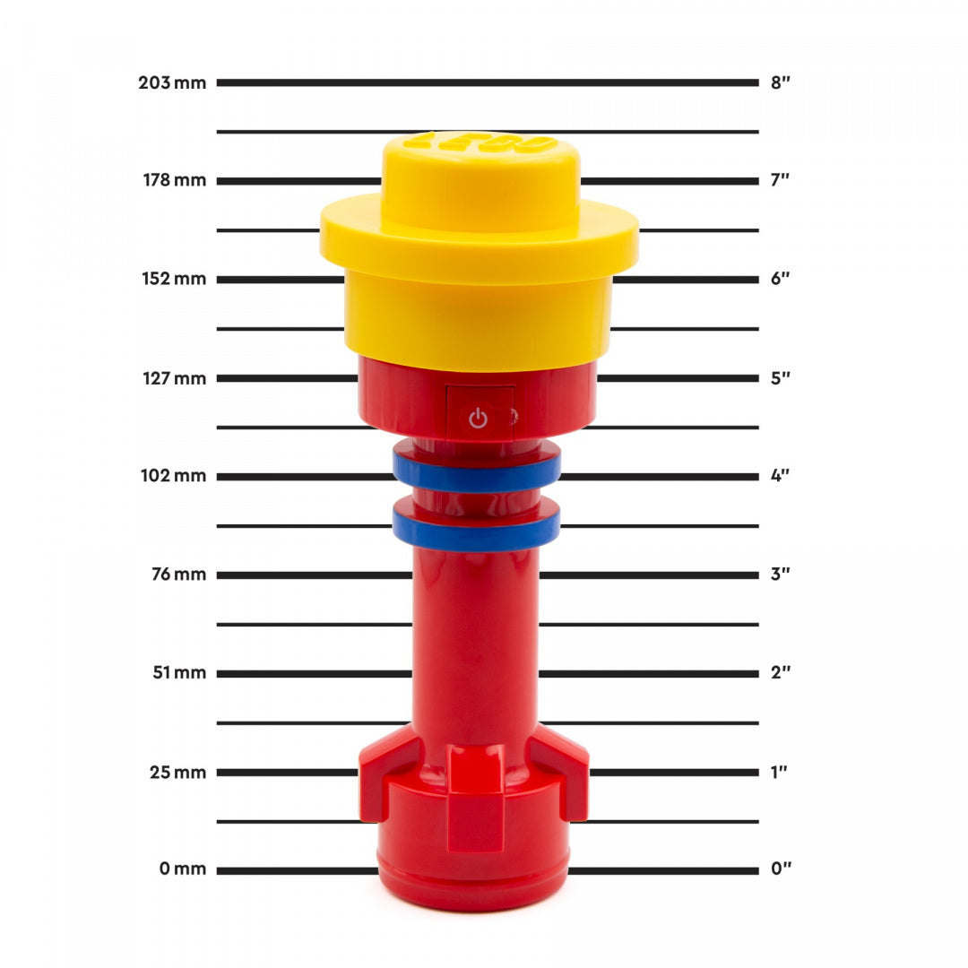 latarka LEGO Classic czerwona z żółtą górną częścią i niebieskimi pierścieniami MOB