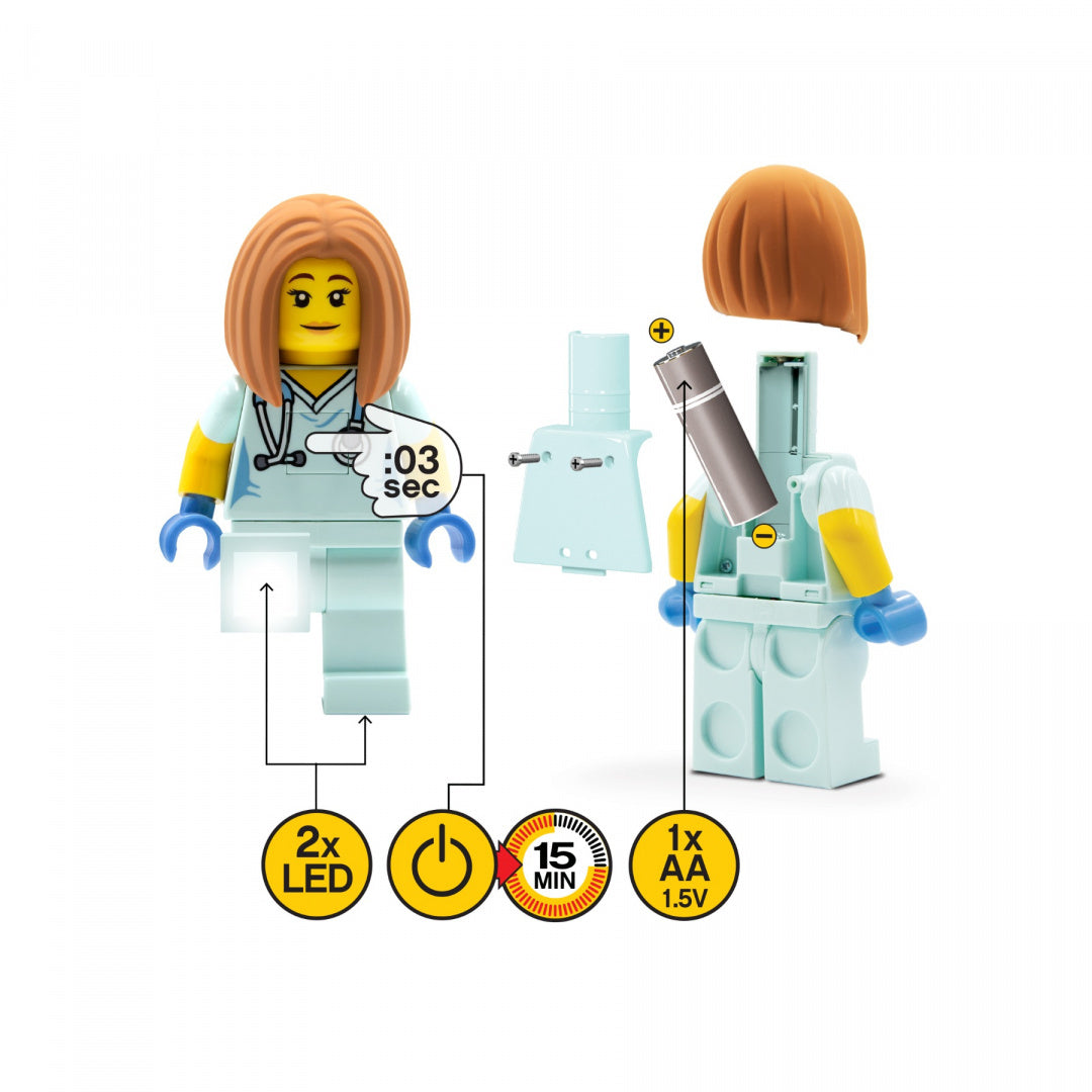 Latarka LEGO weterynarka z dwoma diodami LED i baterią AA 1.5V do zabaw edukacyjnych
