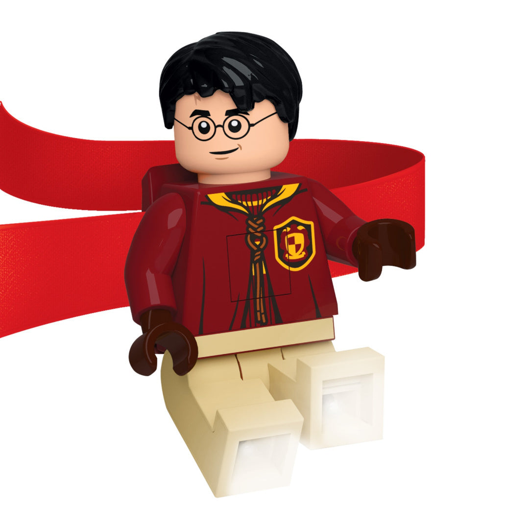 Latarka czołowa Harry Potter LEGO w kształcie figurki z czerwoną opaską na głowę