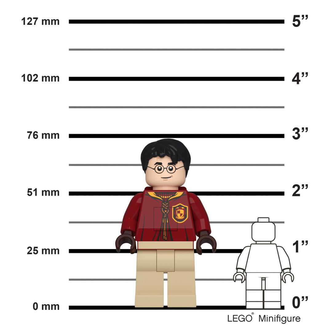 Latarka czołowa Harry Potter LEGO w kształcie minifigurki z okularami i czerwonym ubraniem