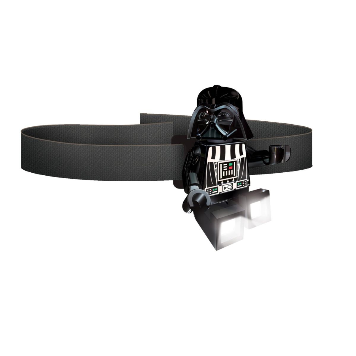 Czarna latarka czołowa LEGO Star Wars z figurką Dartha Vadera i regulowanym paskiem