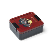 Lunchbox LEGO Harry Potter Gryffindor z motywem postaci w stylu LEGO na czerwonej pokrywie