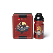 czerwony lunchbox LEGO Harry Potter Gryffindor z butelką na napoje z postaciami z serii LEGO