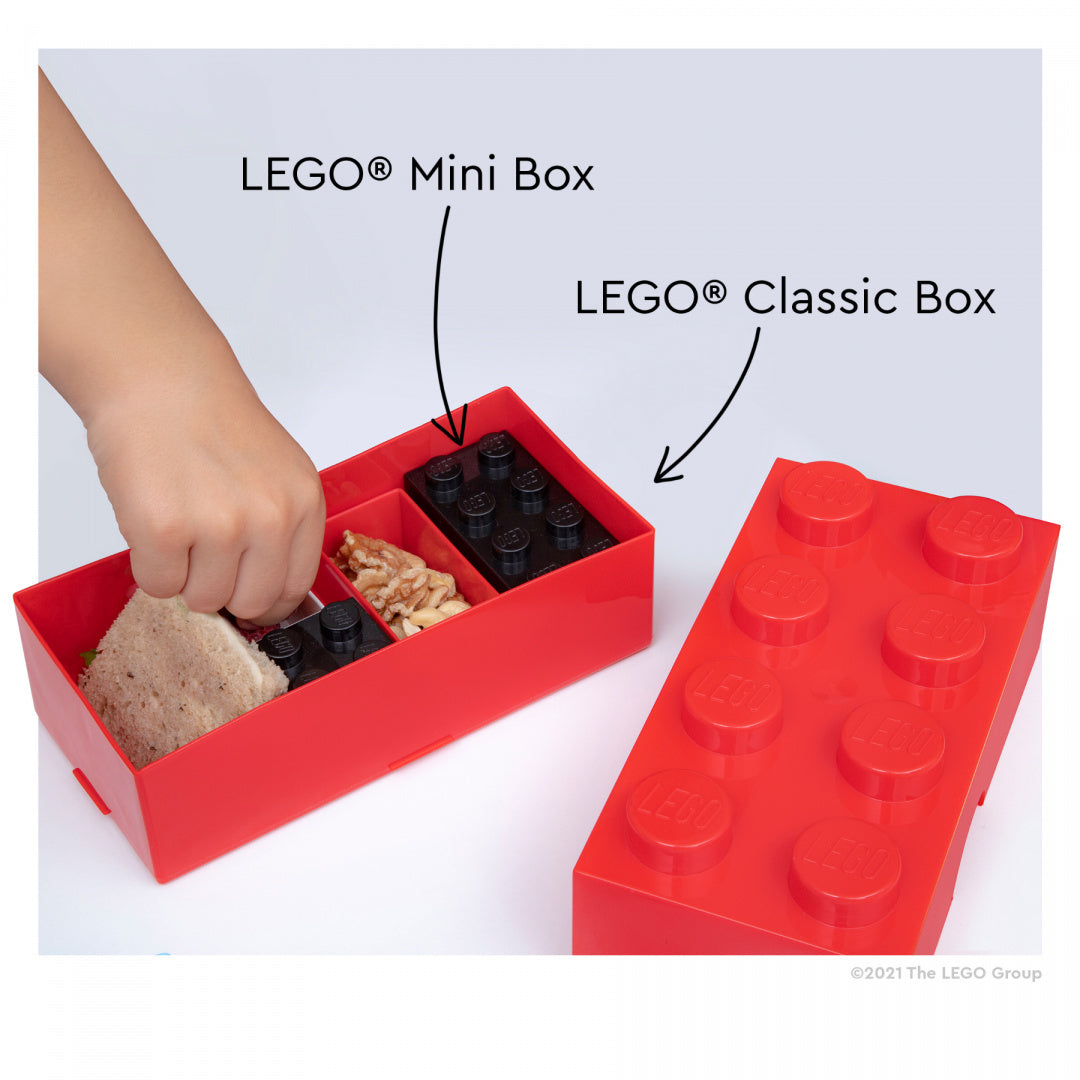 Lunchbox klocek LEGO czerwony w kształcie klocka z przegródkami na przekąski i kanapki