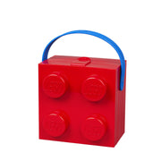 Czerwona lunchbox klocek LEGO z niebieskim uchwytem od BV JACOB COMPANY