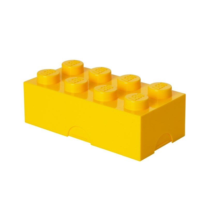 Żółty lunchbox LEGO żółty w kształcie klocka z charakterystycznymi wypustkami