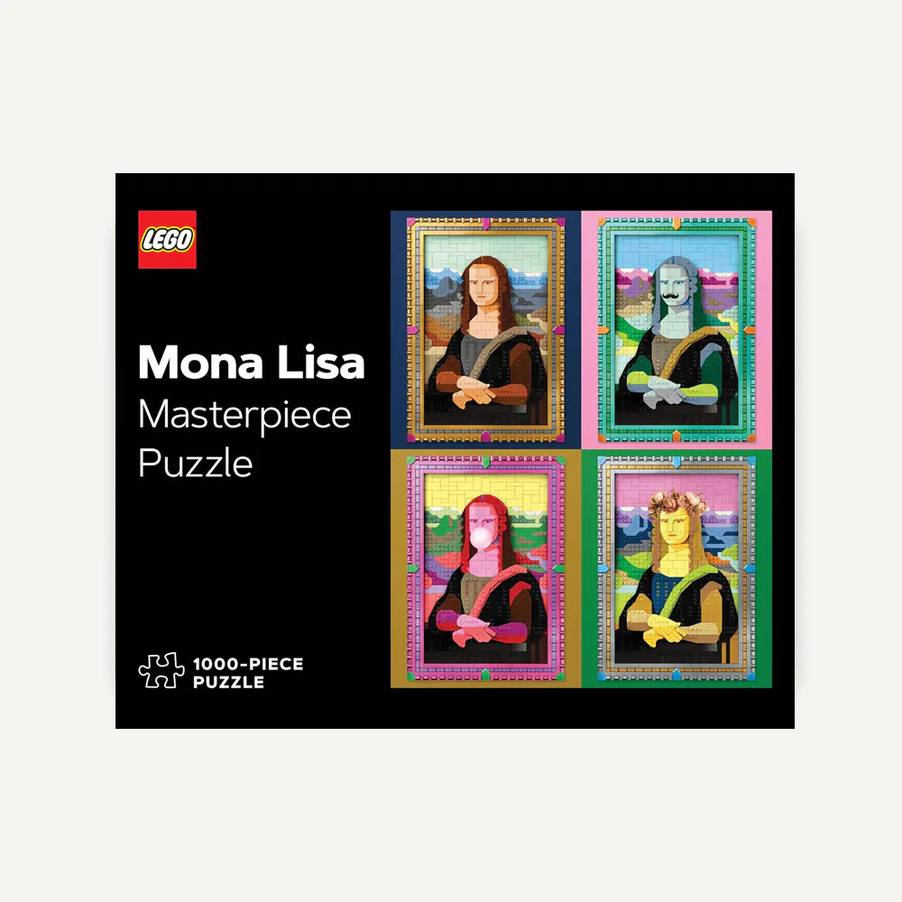 Puzzle LEGO Mona Lisa 1000 elementów w zestawie z czterema wariantami kolorystycznymi obrazu Mona Lisy