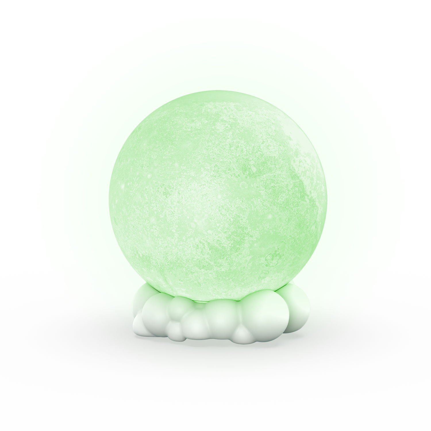 Yamann lampka nocna z głośnikiem w kształcie zielonego księżyca na białej podstawie