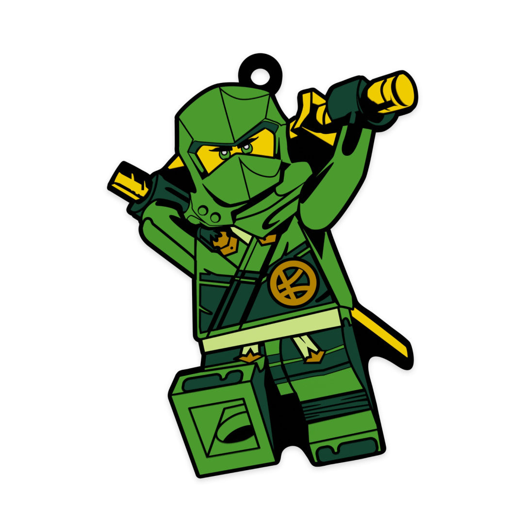 Magnes LEGO Ninjago Lloyd w kształcie zielonej figurki ninja z mieczem