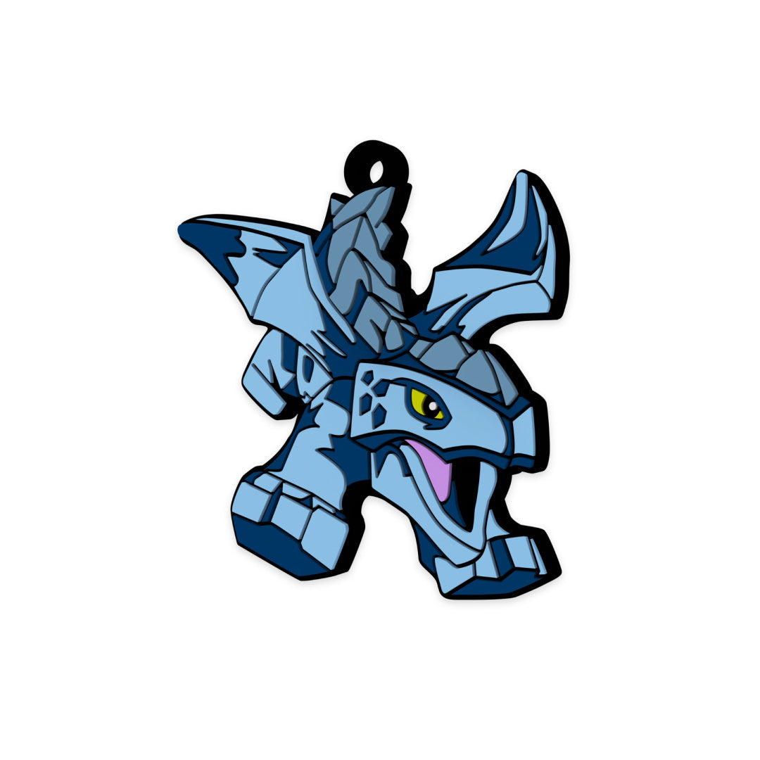 Magnes LEGO Ninjago Riyu w kształcie niebieskiego smoka z dużymi skrzydłami i otwartą paszczą