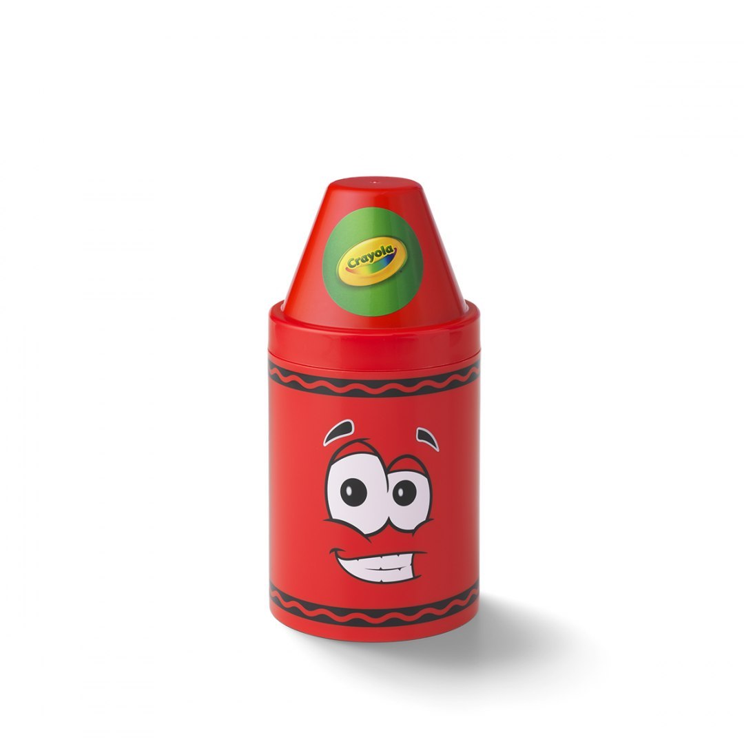 Yamann mały pojemnik Crayola czerwony w kształcie kredki z uśmiechniętą twarzą