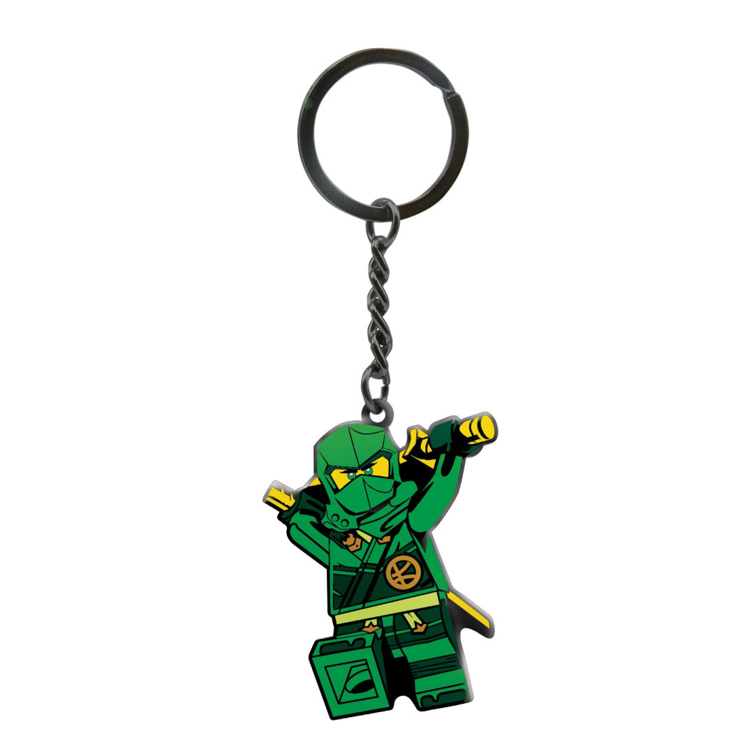 Brelok LEGO Ninjago Lloyd w kształcie zielonej figurki ninja na czarnym łańcuszku