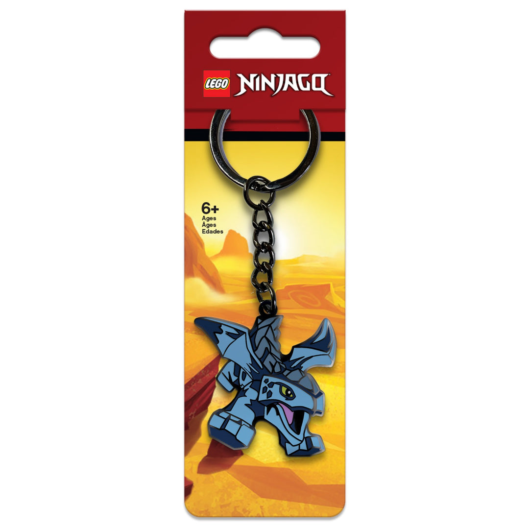 brelok LEGO Ninjago Riyu z postacią niebieskiego smoka na metalowym łańcuszku