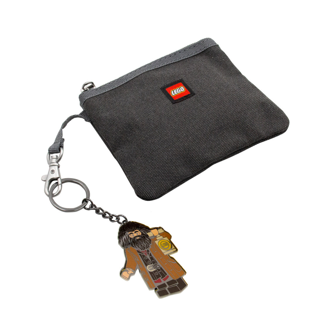 Metalowy brelok LEGO Harry Potter Hagrid z wizerunkiem postaci i czarnym etui na klucze