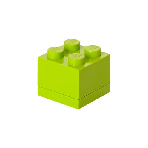 Pudełko na klocki LEGO limonkowe w kształcie dużej kostki z czterema wypustkami