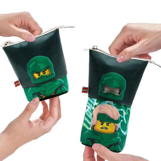 Piórnik LEGO Ninjago Lloyd z zielonym motywem postaci, zamkiem błyskawicznym i okienkiem