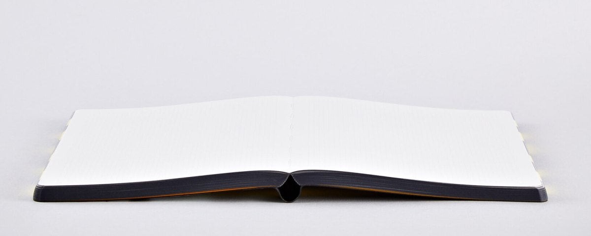 Otwarty notatnik Best Plan No Plan z pustymi białymi stronami na płaskiej powierzchni