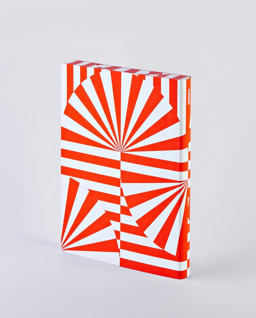 Notatnik graficzny L Fancy Fans z czerwono-białym geometrycznym wzorem od BV JACOB COMPANY