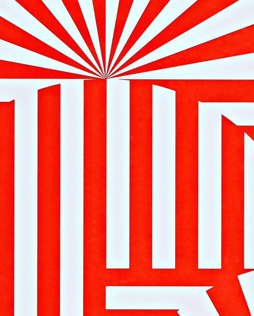 notatnik graficzny L Fancy Fans z czerwono-białym geometrycznym wzorem abstrakcyjnym