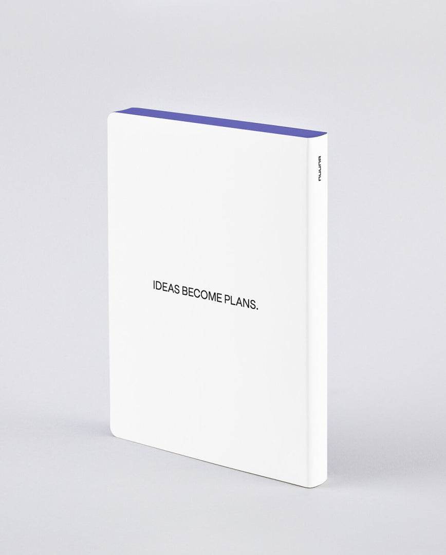 Notatnik graficzny na pomysły BV JACOB COMPANY z białą okładką i napisem Ideas Become Plans