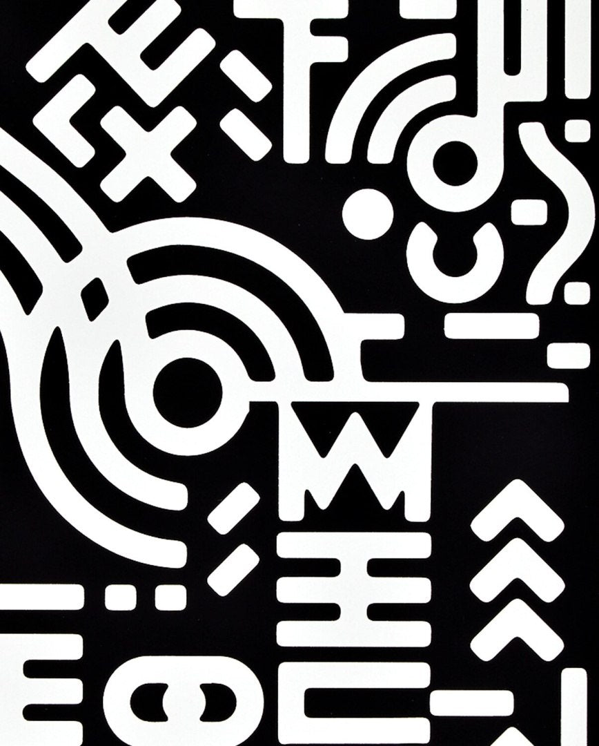 Czarny notatnik graficzny Metropolis z biało-czarnym geometrycznym wzorem i nowoczesnym designem