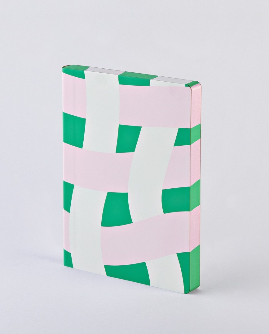 Notatnik graficzny A5 z kolorową okładką w zielone i różowe geometryczne wzory