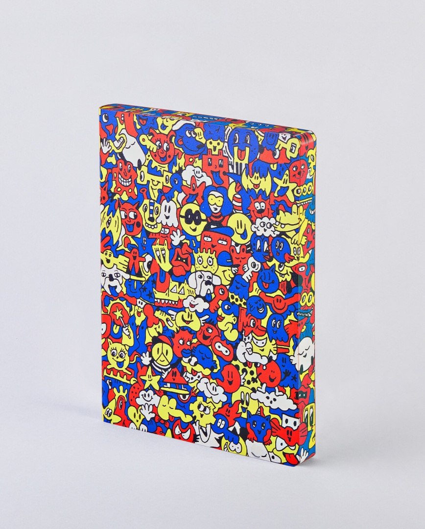 Kolorowy notatnik Pride Parade z wzorem komiksowych postaci od BV JACOB COMPANY