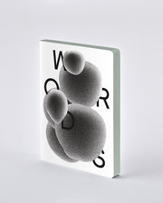 Nowoczesny notatnik Graphic L Words by Heyday z minimalistyczną czarno-białą okładką i abstrakcyjnym wzorem