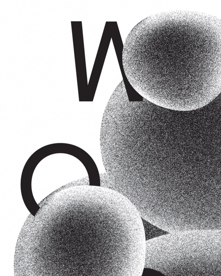 Minimalistyczny notatnik Graphic L Words by Heyday z czarno-białym abstrakcyjnym wzorem i literami