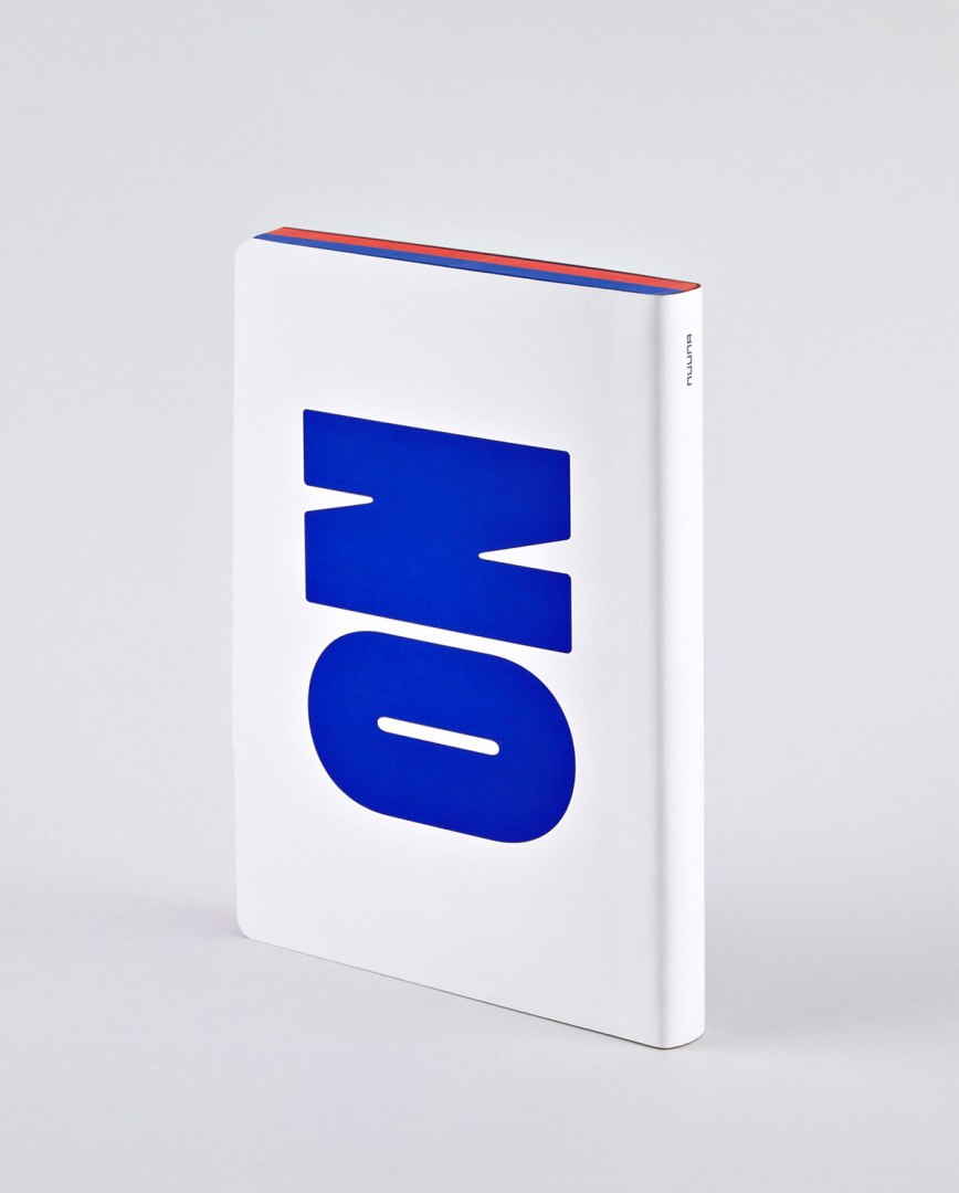 Notatnik graficzny Yes No od BV JACOB COMPANY z wyraźnym niebieskim napisem NO na białej okładce