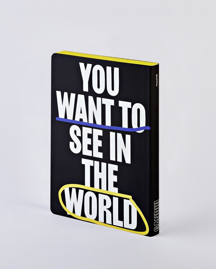 Czarny notatnik motywacyjny BV JACOB COMPANY z napisem You Want To See In The World