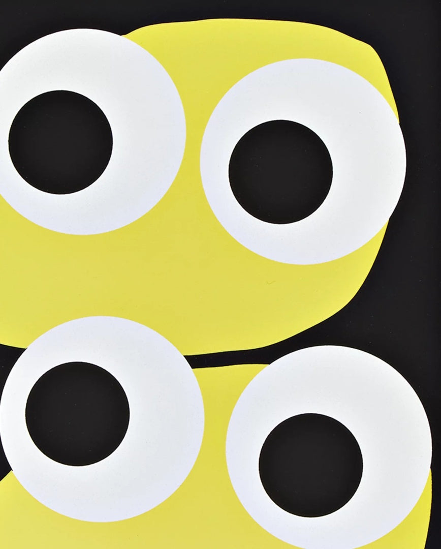 Okładka notatnika graficznego Jim z dużymi białymi kółkami na żółtym tle od BV JACOB COMPANY
