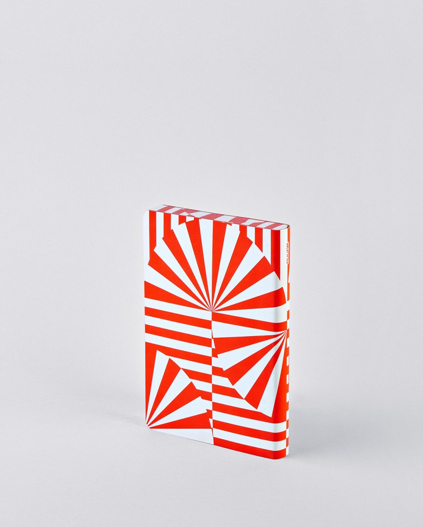 Notatnik graficzny Fancy Fans z czerwono-białym geometrycznym wzorem i miękką okładką od BV JACOB COMPANY