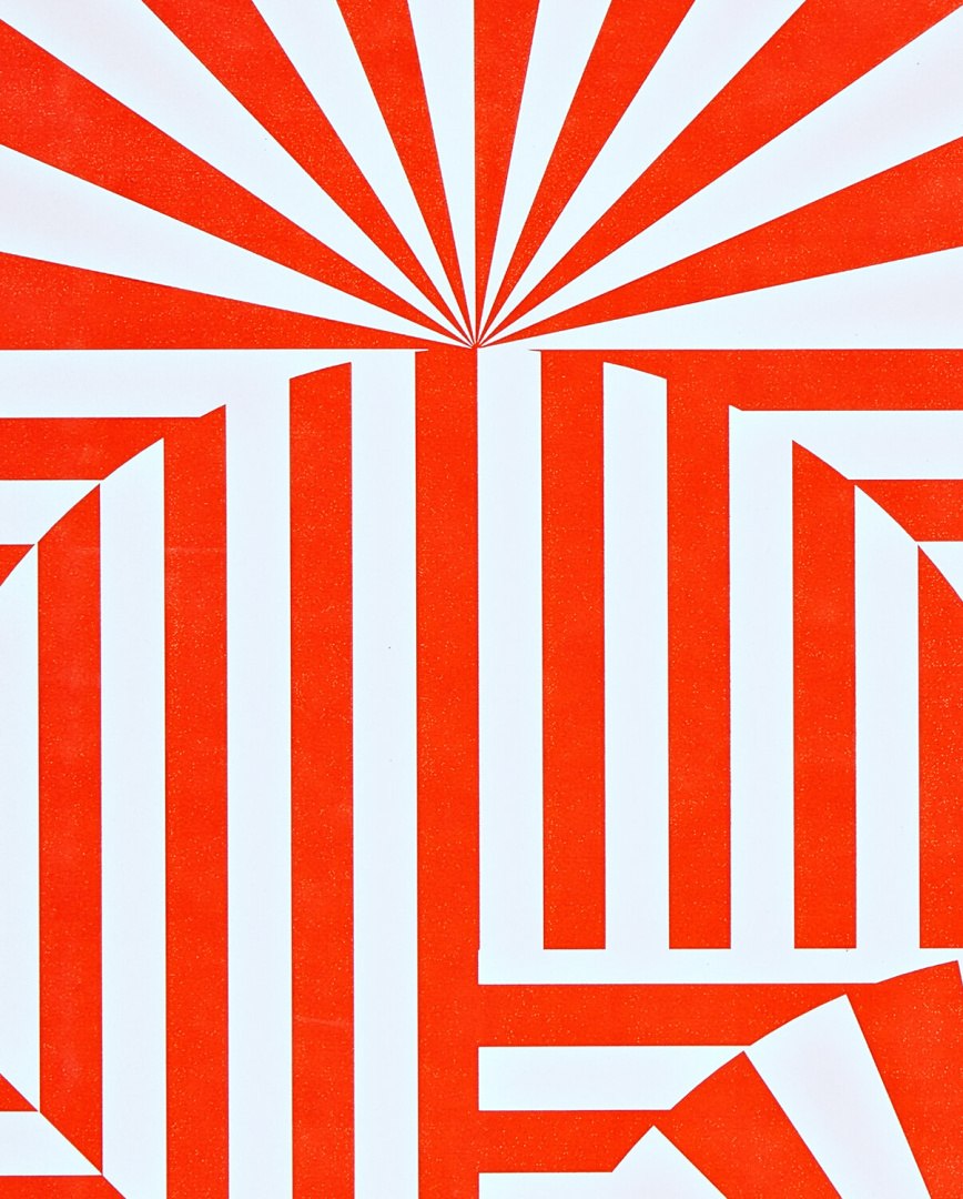 Okładka notatnika graficznego Fancy Fans z geometrycznym wzorem w kolorze czerwono-białym