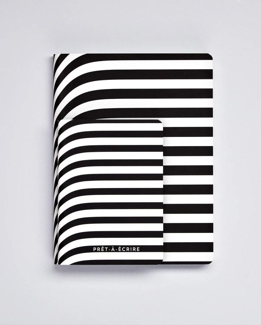 Czarno-biały notatnik graphic s z paskami w poziomie i pionie od BV JACOB COMPANY