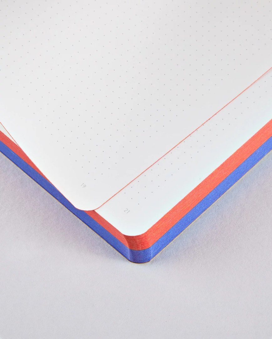 Notatnik graficzny Yes No z kropkowanymi stronami i kolorowymi brzegami w czerwonym i niebieskim kolorze