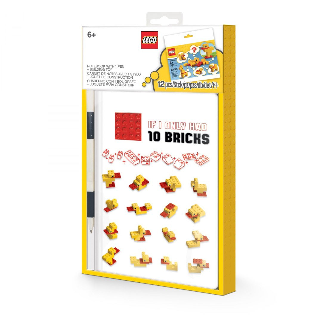 notatnik LEGO Kaczuszka z długopisem i mini klockami LEGO do składania