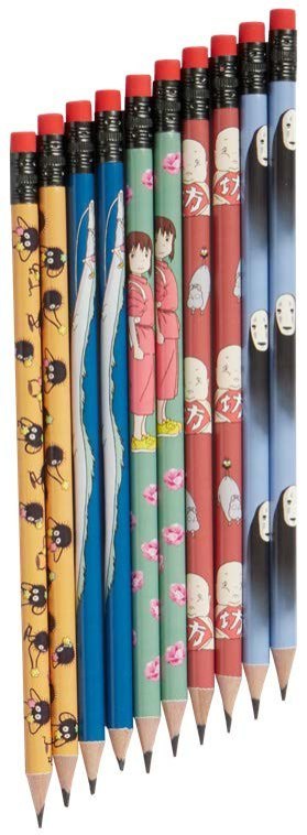 Zestaw ołówków Spirited Away Studio Ghibli z kolorowymi motywami postaci i elementów z filmu