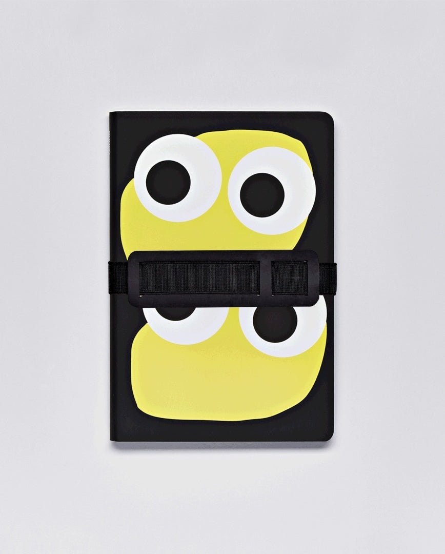 BV JACOB COMPANY czarna opaska antykradzieżowa do torebki na notes z wzorem żółtych oczu