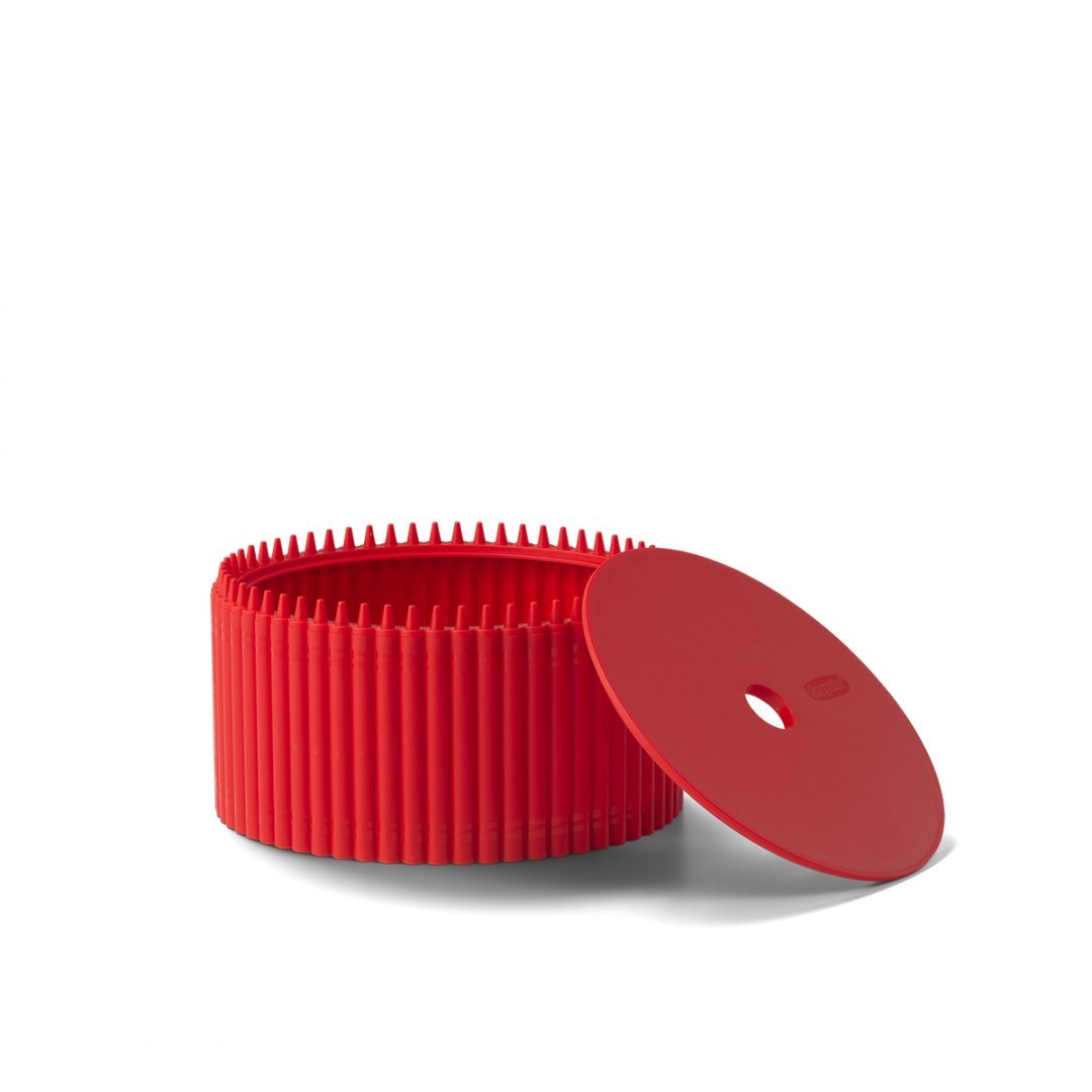 Czerwony organizer na biurko Crayola czerwony marki Yamann z zdejmowaną pokrywką