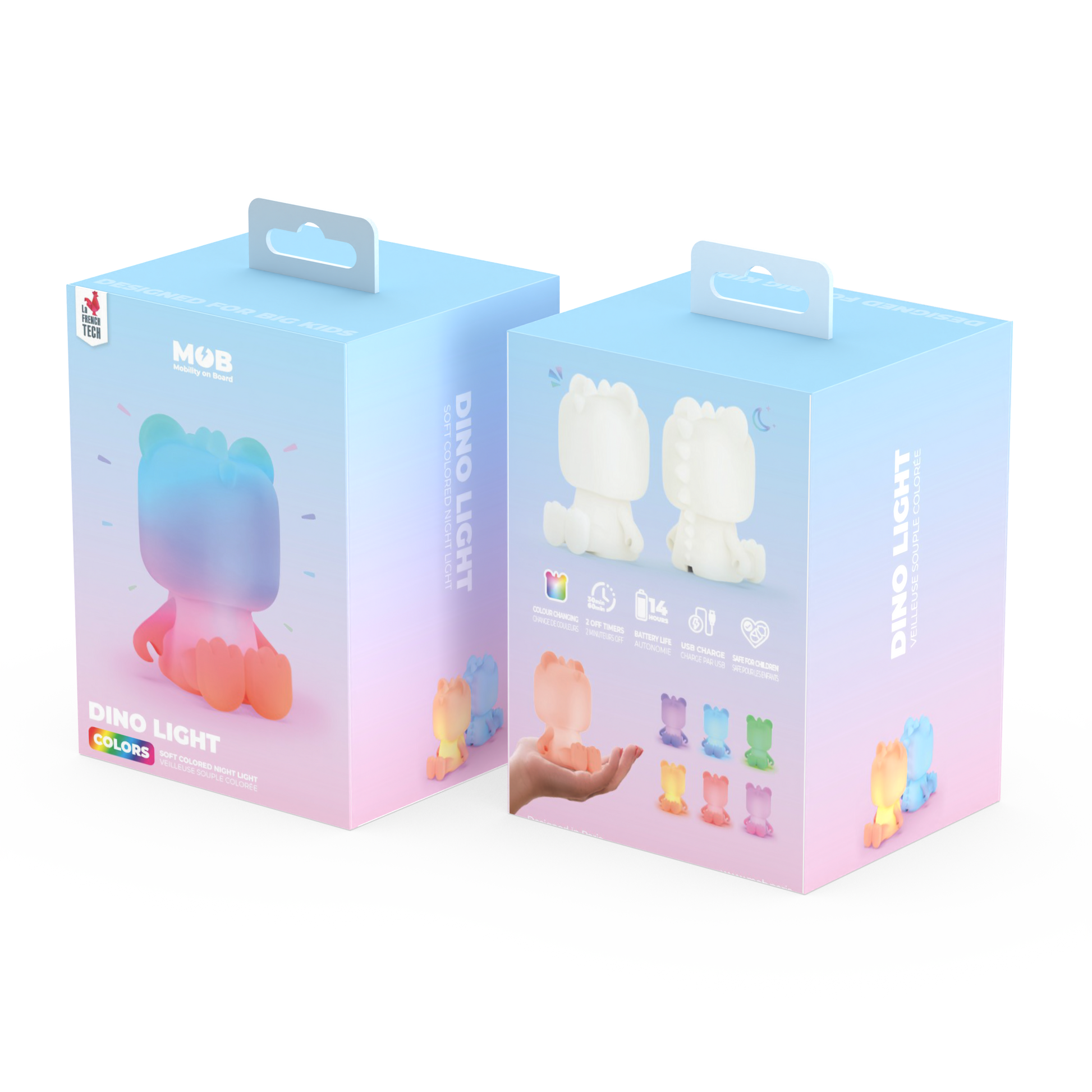 Lampka nocna dinozaur w kolorowym opakowaniu z miękkim światłem LED od WABOBA AB