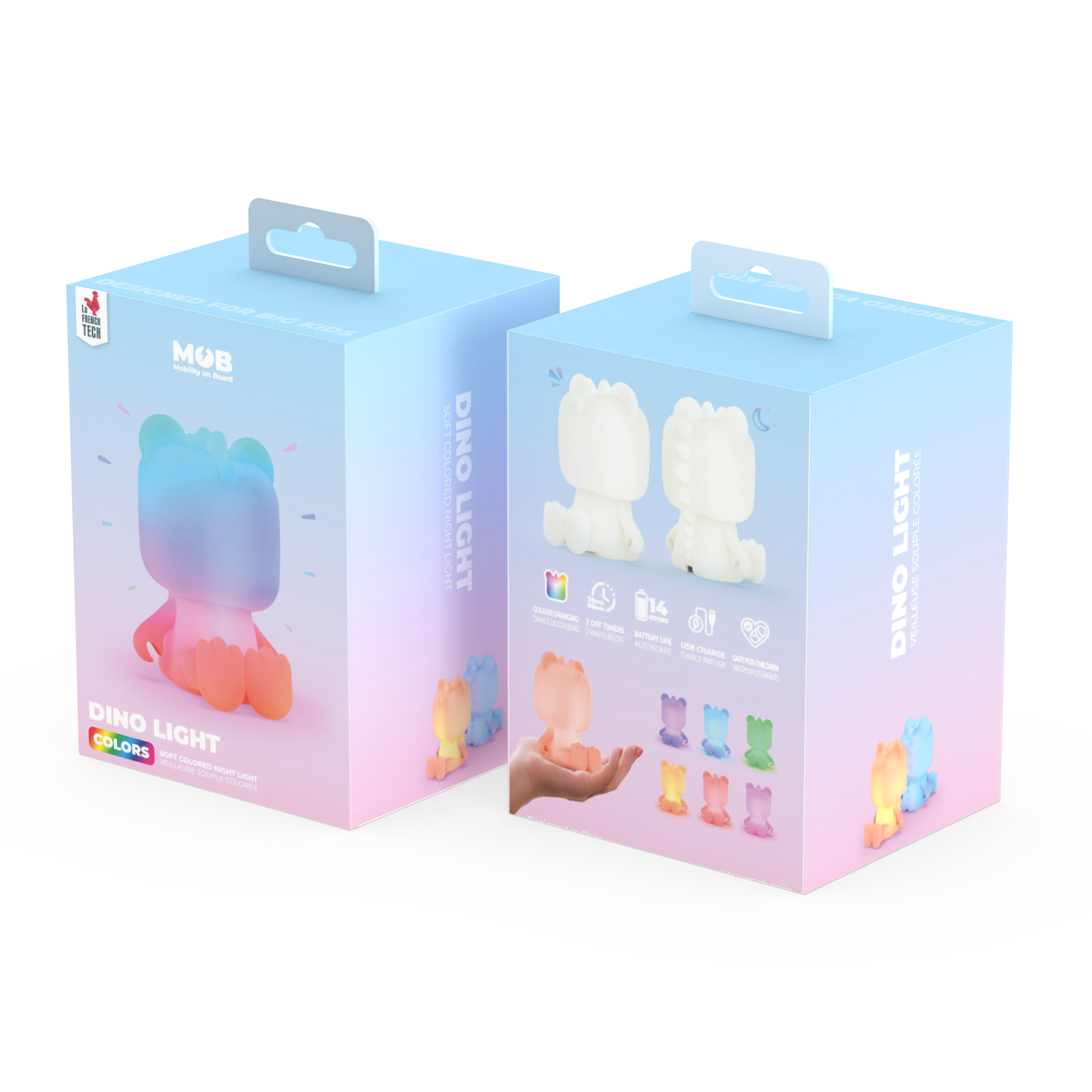 Lampka nocna dinozaur w kolorowym opakowaniu z miękkim światłem LED od WABOBA AB