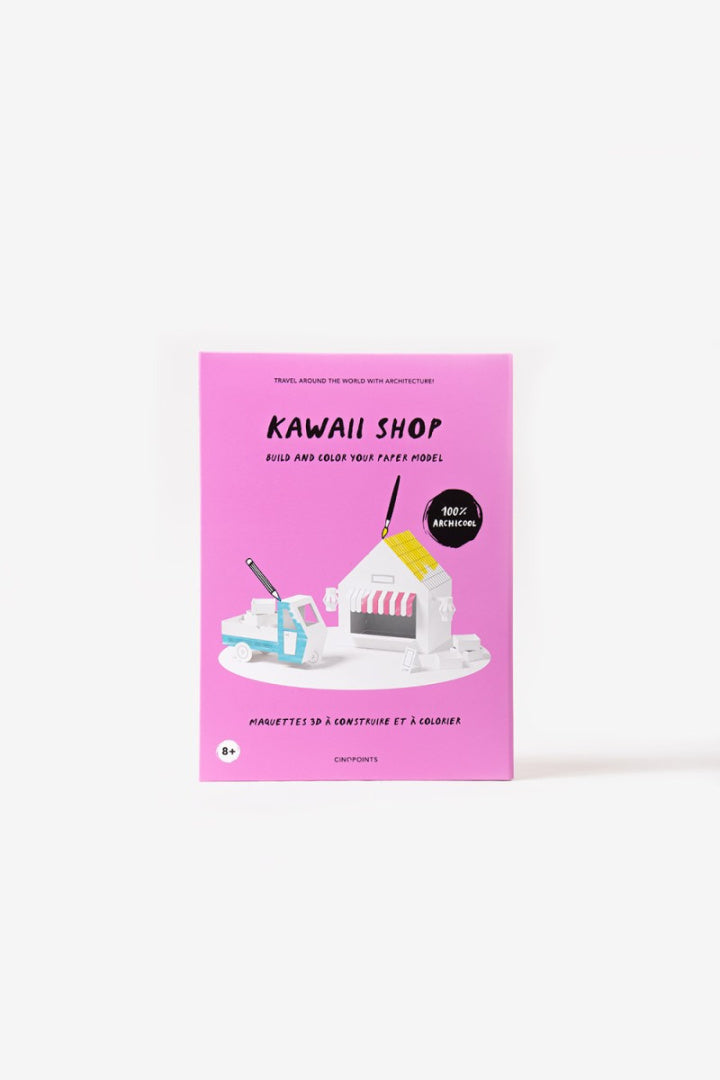 Papierowy model kawaii shop od Yamann z kolorowanką do złożenia i malowania