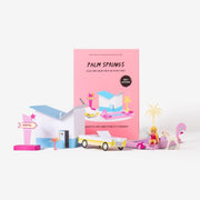 papierowy model do składania Palm Springs z zestawem kolorowych figurek i elementów dekoracyjnych