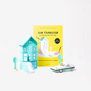 papierowy model San Francisco zestaw do samodzielnego złożenia przedstawiający budynek, samochód i elementy uliczne