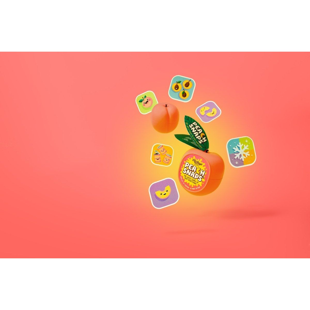 Gra karciana Peach Snaps firmy BV JACOB COMPANY z motywem brzoskwini na różowym tle