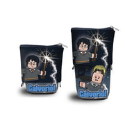 Piórnik LEGO Harry Potter z grafiką czarodzieja i napisem Calvorio na granatowym tle