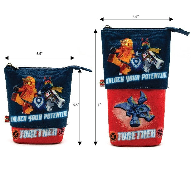 Piórnik LEGO Ninjago z motywem postaci ninja, z zamkiem błyskawicznym i dwuwarstwową konstrukcją