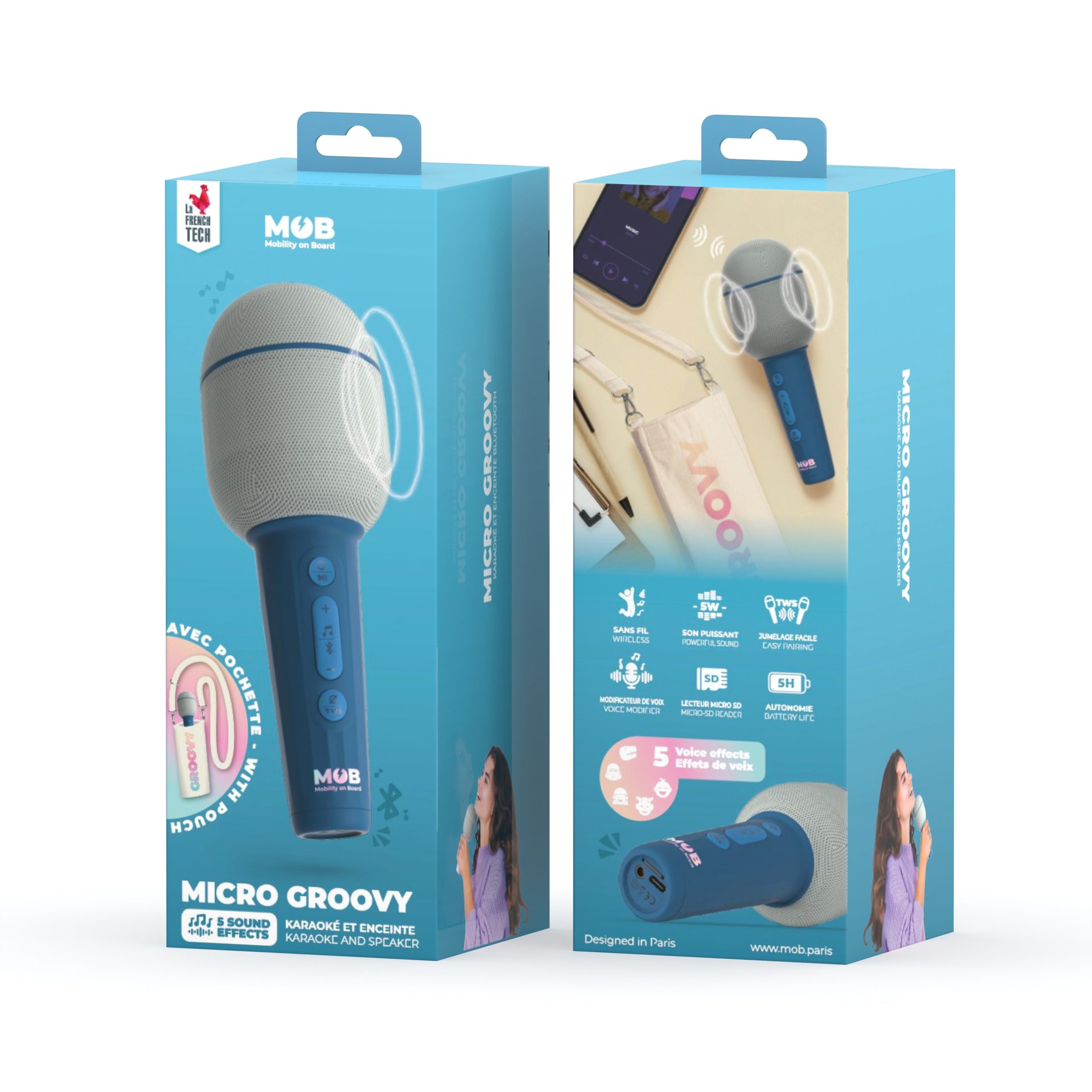 Groovy MOB Wireless Vocal Effects Microphone – Blue