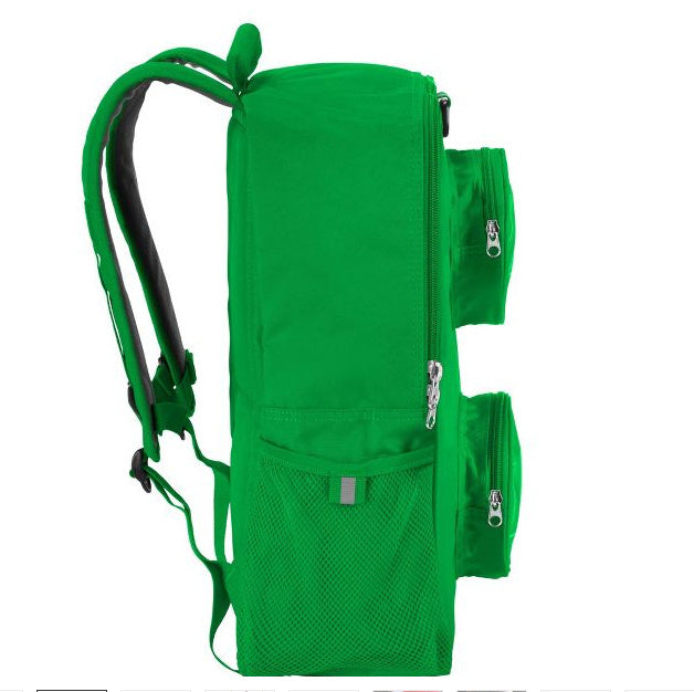 plecak LEGO zielony z podwójnymi bocznymi kieszeniami na zamek i regulowanymi szelkami